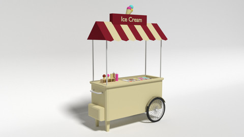 Low Poly Cartoon Ice Cream Truck