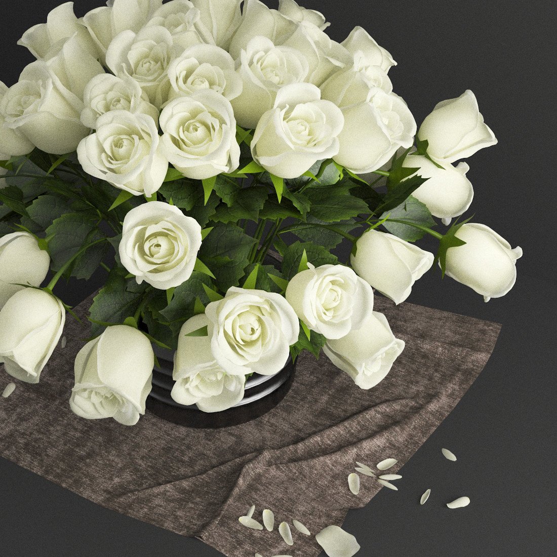 Белые розы 3д