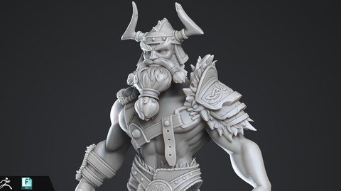 High Poly bust Viking