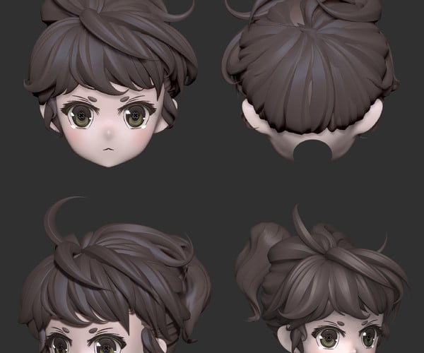 ArtStation - KChan Anime Head Female Character Base | Game Assets