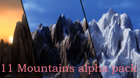 Mountains and rocks alpha (displacement) maps pack + support maps
