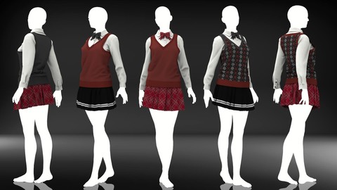 Women Sweater Uniform - Marvelous Designer and Clo3D