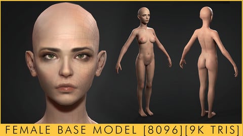 PBR Lowpoly Base Female (Game/Rig Ready [UE4, UNITY] [9K Triangles]