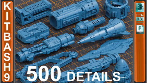 Mega Pack Sci-Fi Hard Surface KITBASH 500 DETAILS