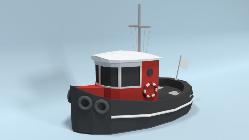 ArtStation - Low Poly Cartoon Candu E-Z Mini Tugboat | Resources