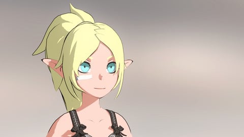 elf girl 3d anime bust - maya2019