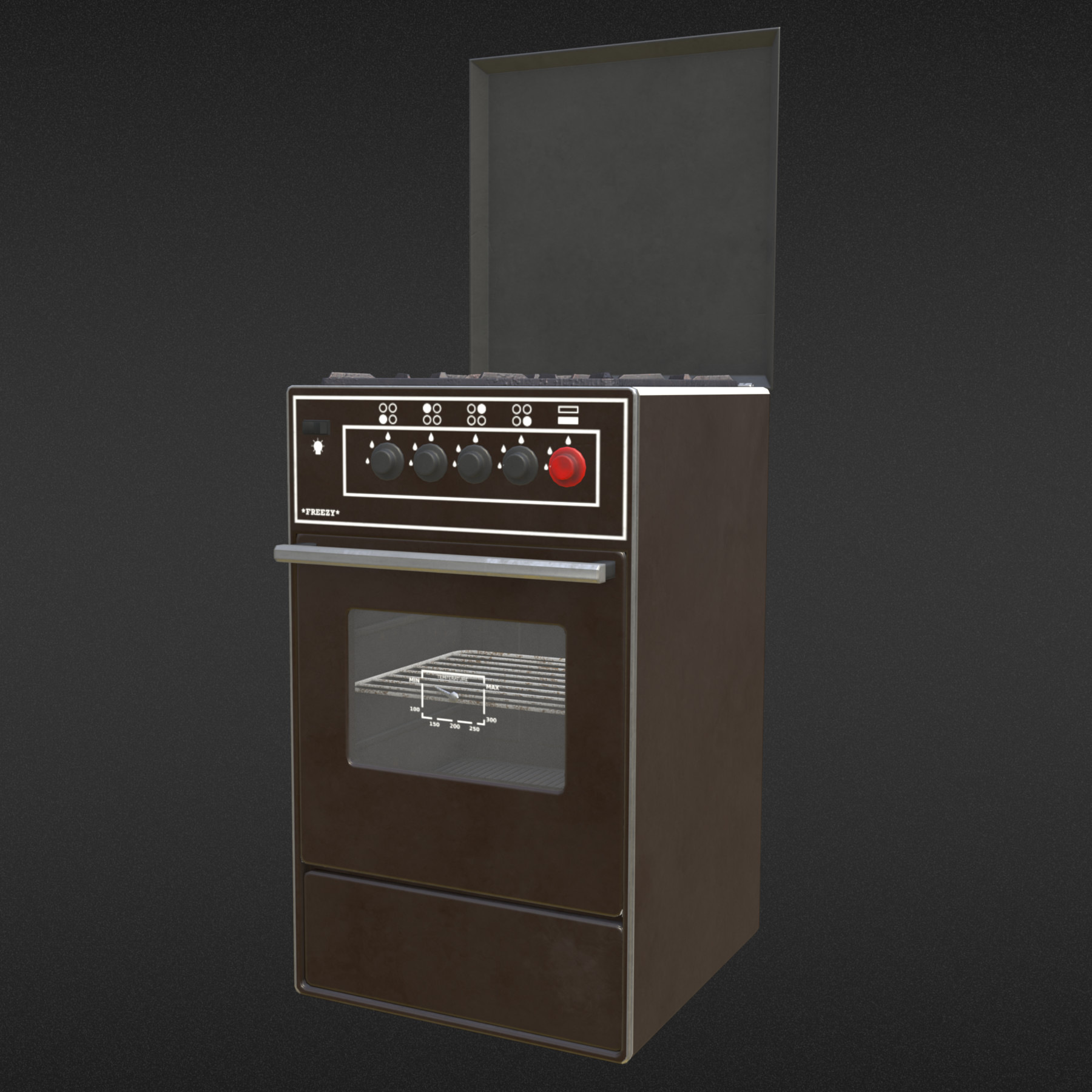 ArtStation Retro Gas Oven Brown Game Assets
