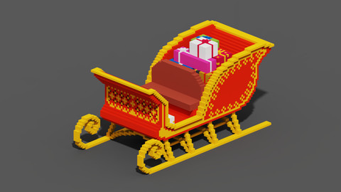 Voxel Santa Claus Cart