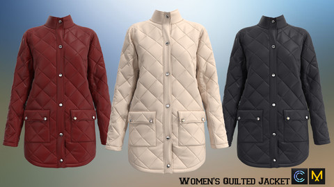 Women's Quilted Jacket, Marvelous designer, Clo3d