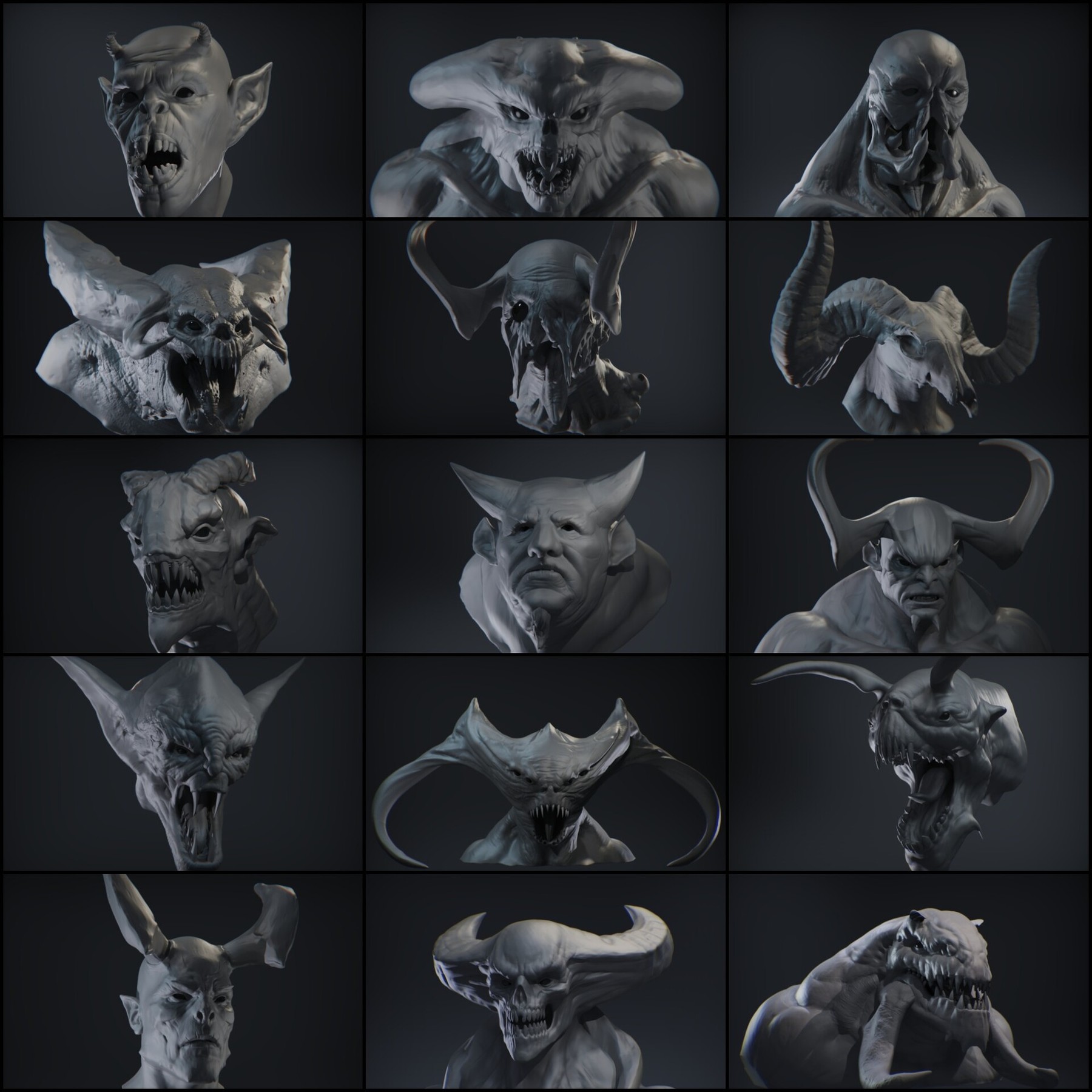 ArtStation - 15 Demon Heads | Resources