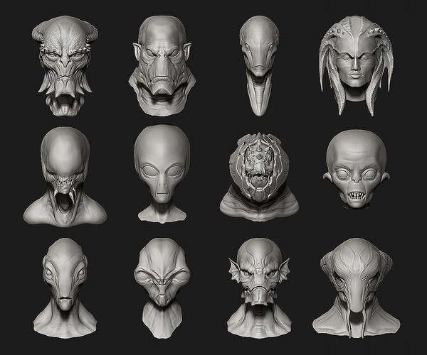 ArtStation - 12 Aliens Heads | Resources