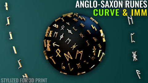 Anglo-Saxon Runes Curve & IMM - Zbrush - Stylized for 3D Print