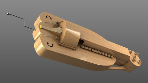 Wheel lyre for Middle Ages Low-poly 3D model