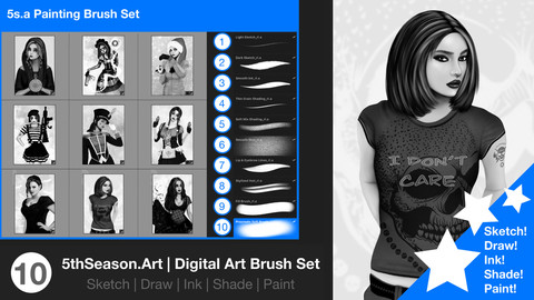 Digital Art Sketch, Draw and Paint Brush Set