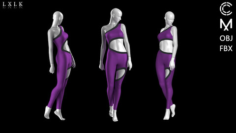 Women’s sporty look! Purple body suit