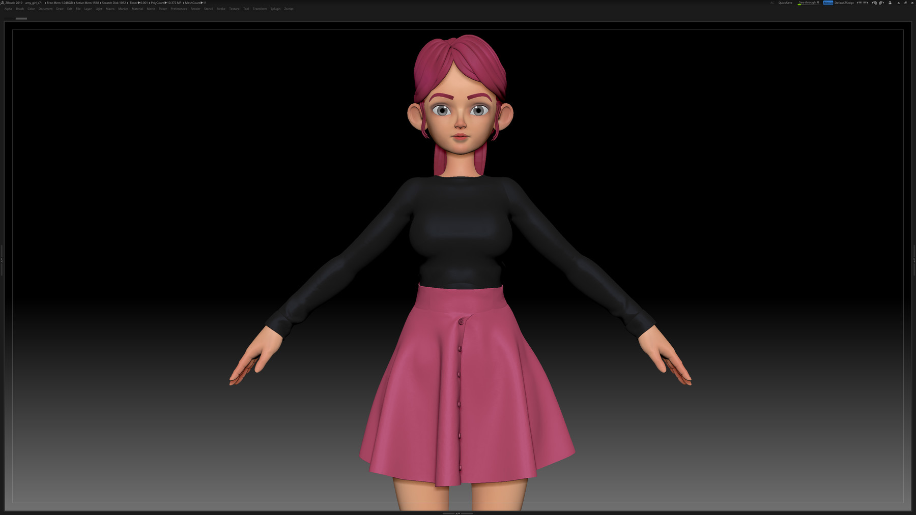 Phong Ly - ZBrush Stylized Character Girl Base Mesh - Amy Girl Style 7