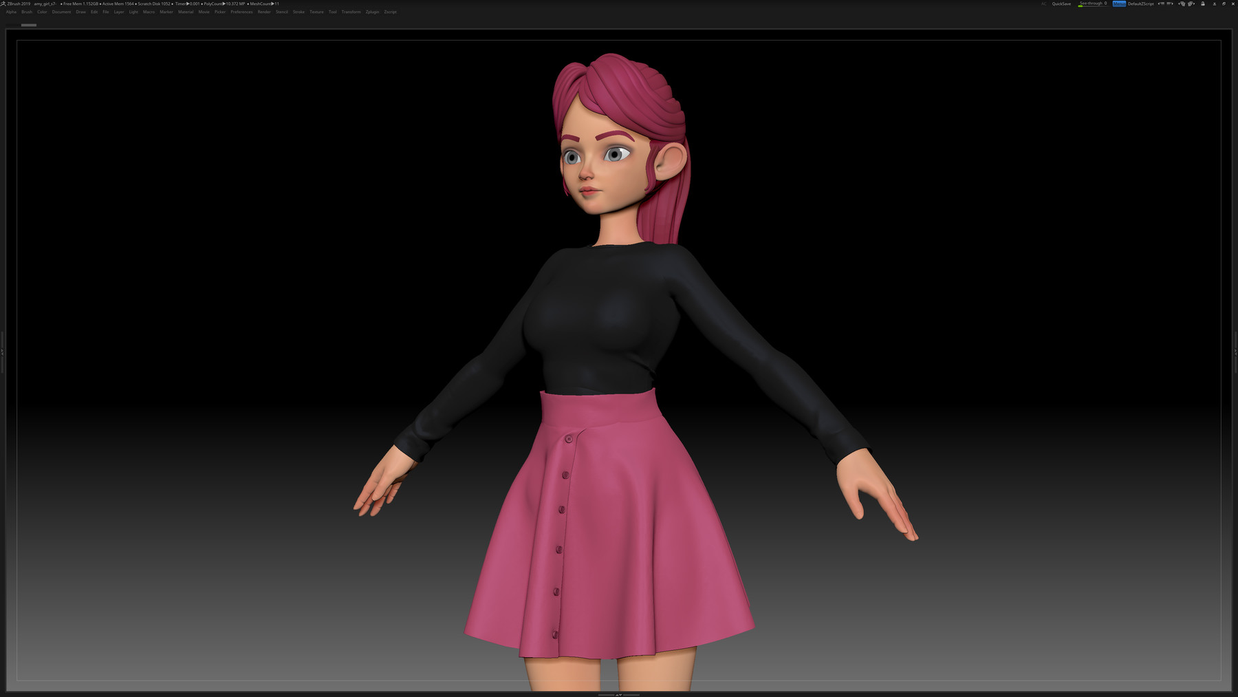 Phong Ly - ZBrush Stylized Character Girl Base Mesh - Amy Girl Style 7