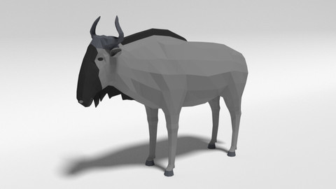 Low Poly Cartoon Gnu Wildebeest Antelope