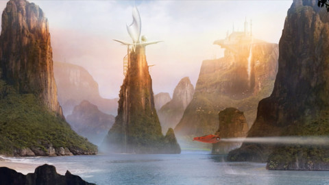 LAYERED PSD File of EXOTIC  LANDSCAPE Concept Matte Painting