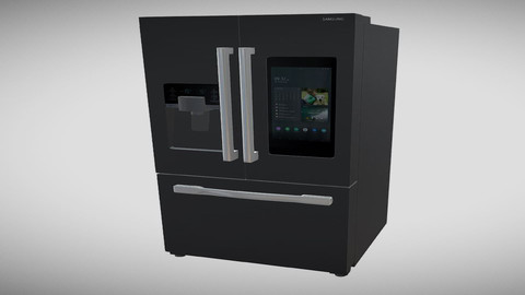 Low Poly 3D Kitchen Fridge