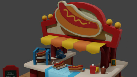 Low-Poly Hot Dog Stand