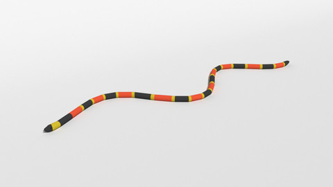 Low Poly Cartoon Coral Snake