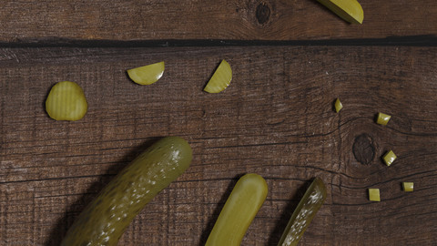 Low poly scene with pickles of cucumber