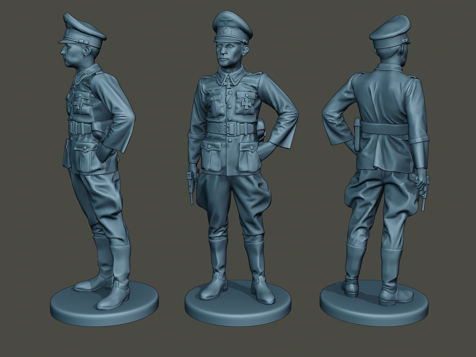 - WW2 German officer soldier model with guns, clothes and objects. 