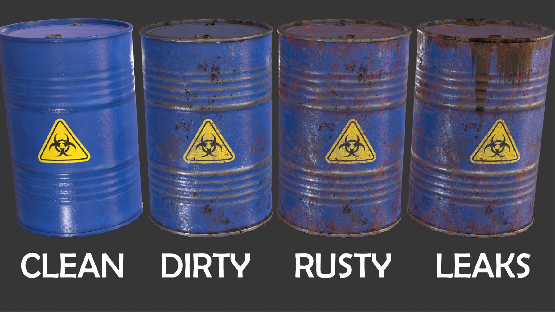 Artstation Pbr Oil Drum Barrel A6 Biohazard Toxic Waste Game Assets - toxic waste barrel roblox