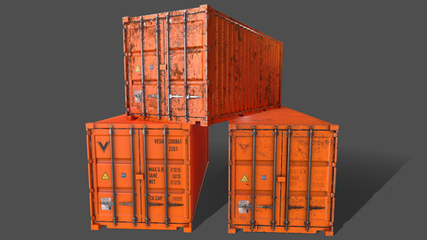 PBR 20 ft Shipping Cargo Container Version 1 - Orange