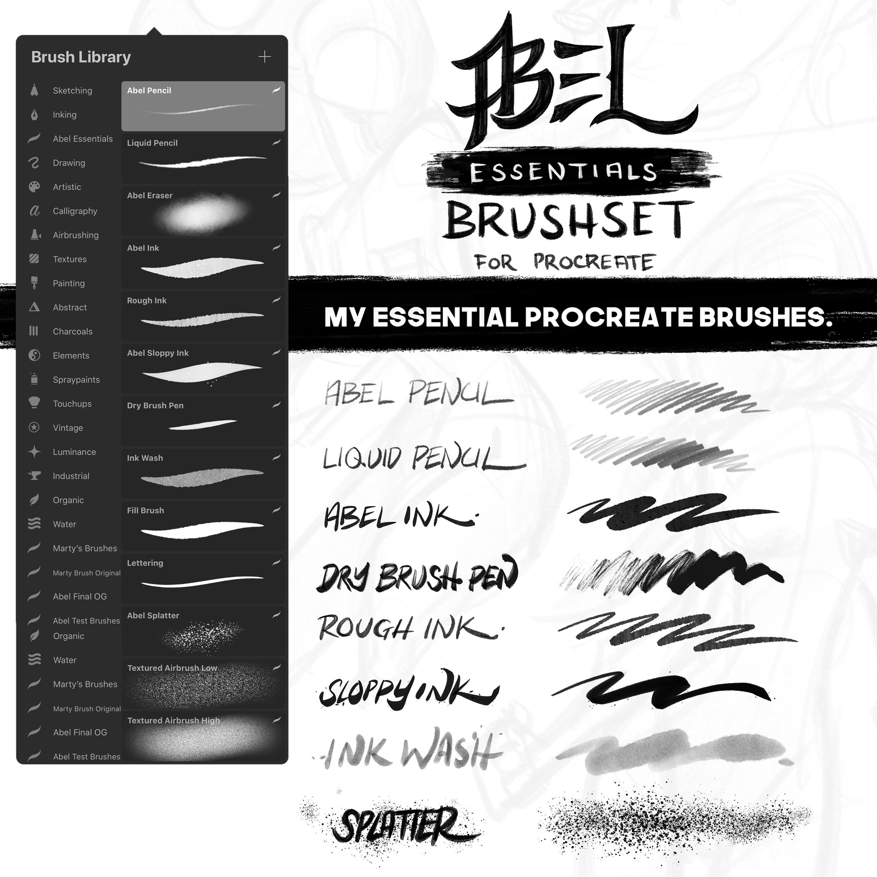 Calligraphy Brush Monoline Brush Dots Procreate Brush 2 Procreate Brushes Digital Brush Lines Procreate Brush