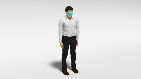 Cartoon Man With Medical Mask