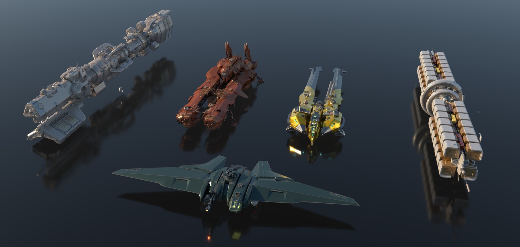 Artstation Sci Fi Spaceships Pack Vol 1 Game Assets