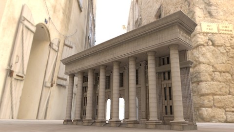 palace bank building Low-poly 3D model