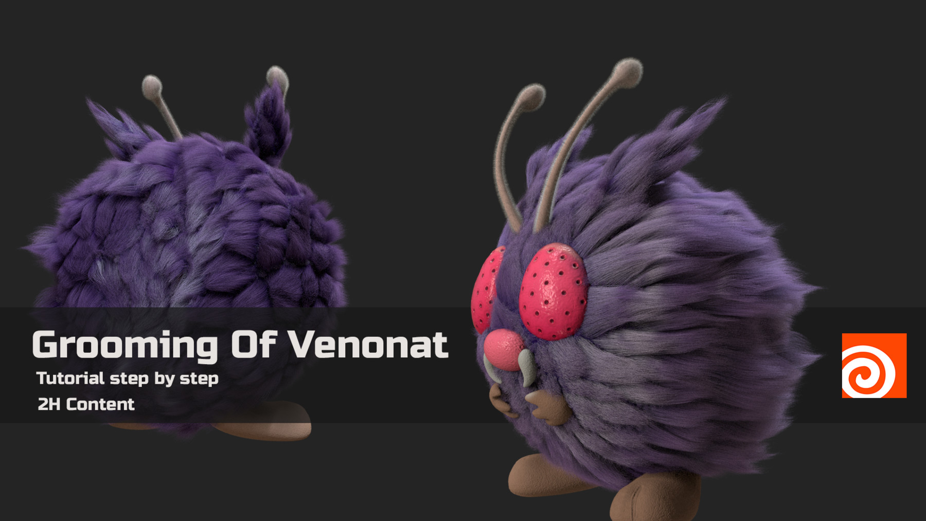 A title card for the venonat tutorial, showing a side and back profile of the character