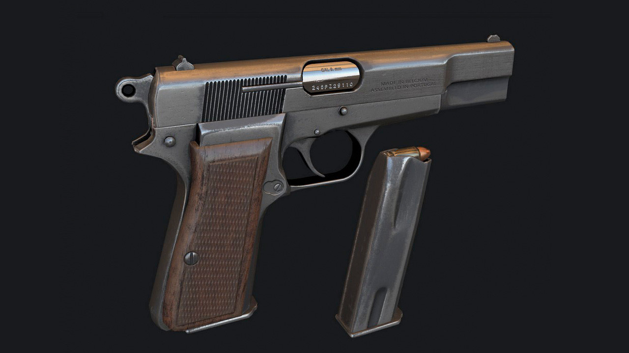 ArtStation - Free - PBR Pistol (Browning HP) | Game Assets