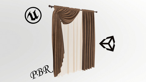№606 Curtain  3D low poly models for game development and VR-projects