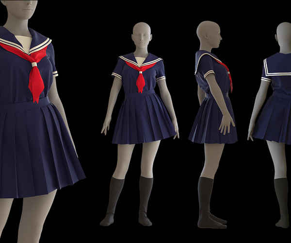 ArtStation - Sailor Collar Uniform- Marvelous Designer, CLO3D | Resources