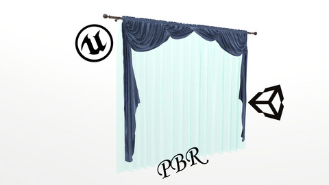 №1004 Curtain  3D low poly models for game development and VR-projects