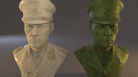 Erwin Rommel Bust Low Poly