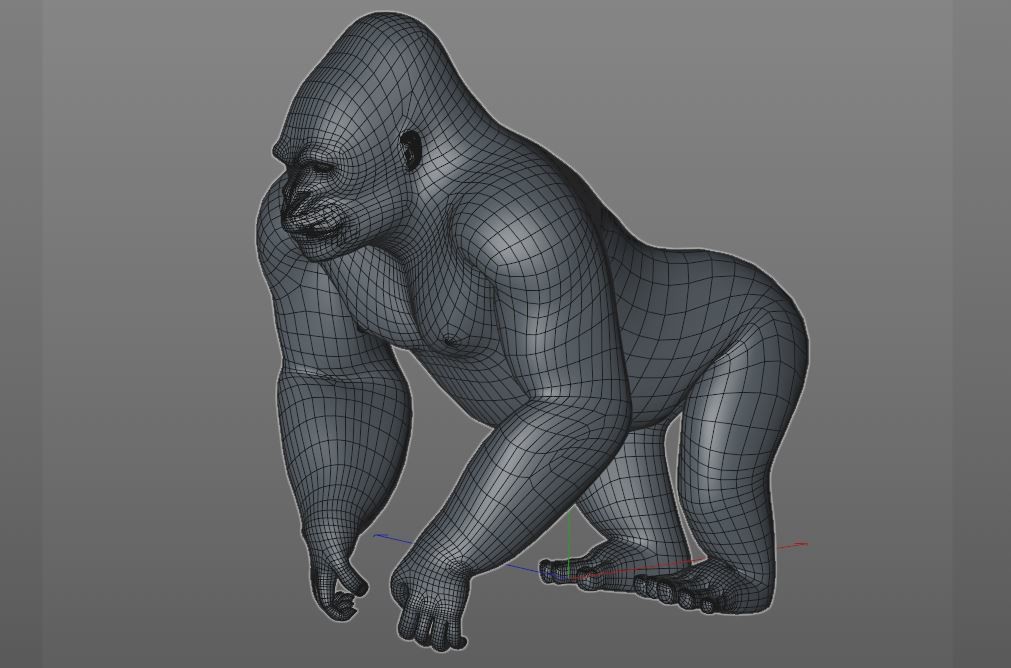 Gorilla hair fur rigged 3d model - FlippedNormals