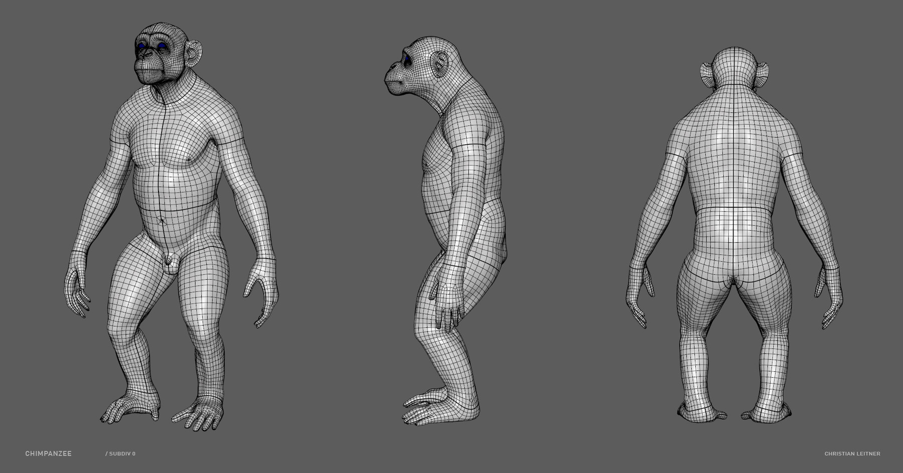 cl__air_ || Christian Leitner - MONKEY - Chimpanzee – sculpt/retopology