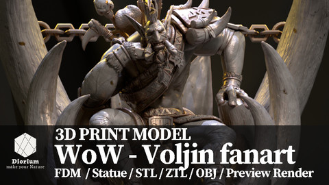 World of warcraft Voljin statue fanart - 3D print model