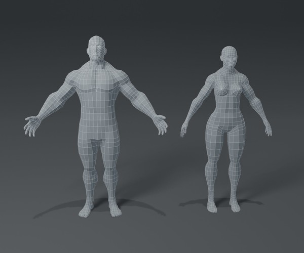 ArtStation - Superhero Muscular Human Male Female Body Base Mesh 3D