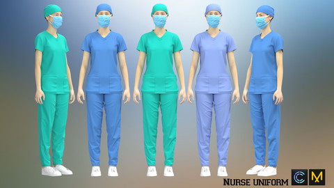 Nurse uniform, Marvelous designer, Clo3d