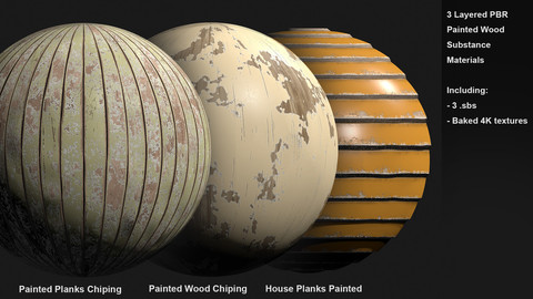 3 Painted Wood Customizable Materials