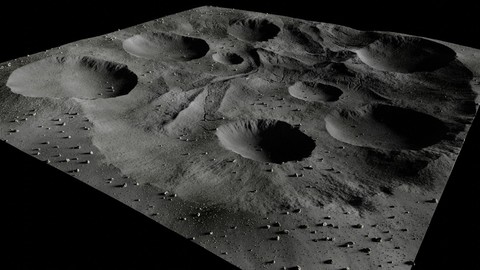 Map004 - Moon - lunar landscape in Blender