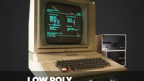 Apple II computer - PBR Game Ready model VR-AR Low-poly