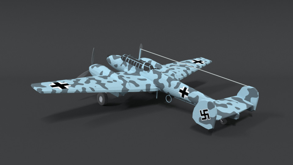 ArtStation - Low Poly Cartoon Messerschmitt Bf110 WWII Airplane | Resources