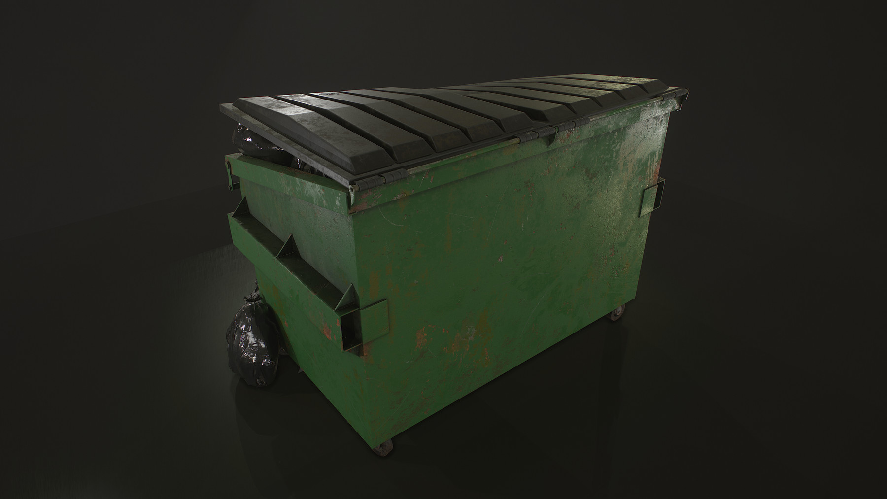 Garbage Dumpster with Bags 3D model